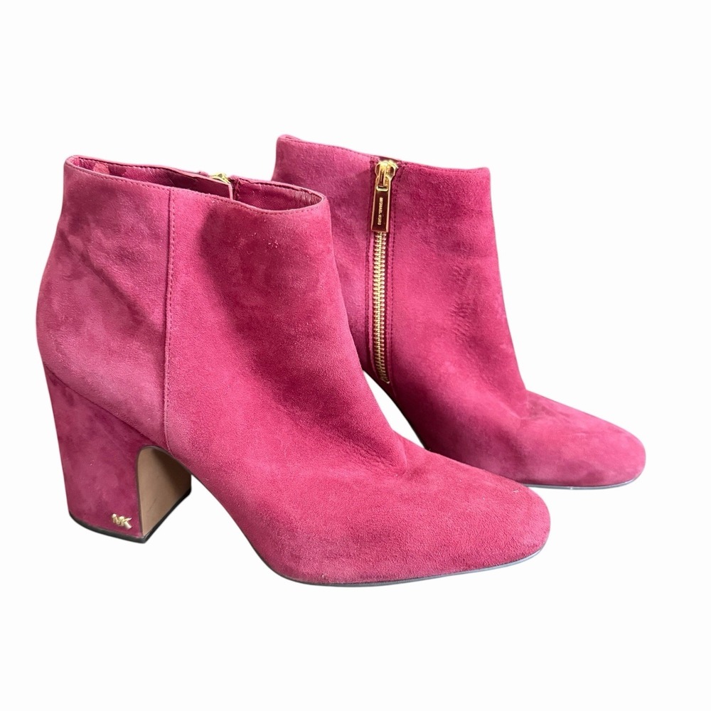 Michael Kors Elaine Zip Up Ankle Dress Booties Size 9M Mulberry Suede Leather
